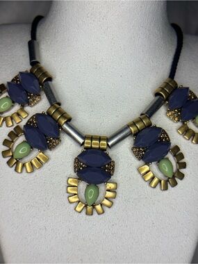 J.Crew Statement Necklace with Navy and Mint Accents
